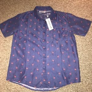 Ingear resort men’s button down flamingo shirt L